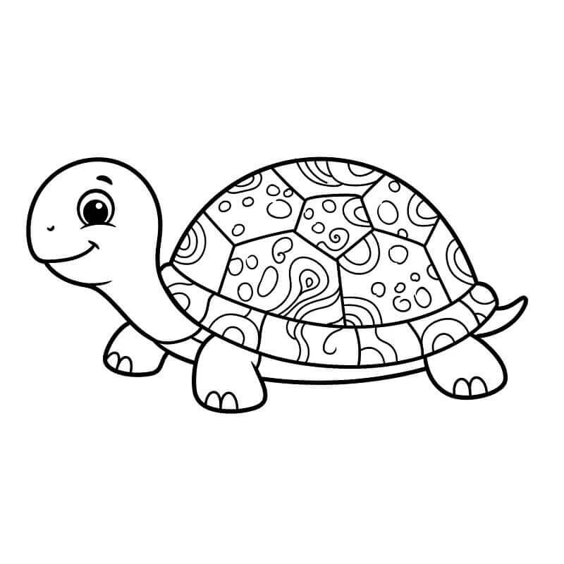 Fise de Colorat cu Broasca țestoasă adorabilă