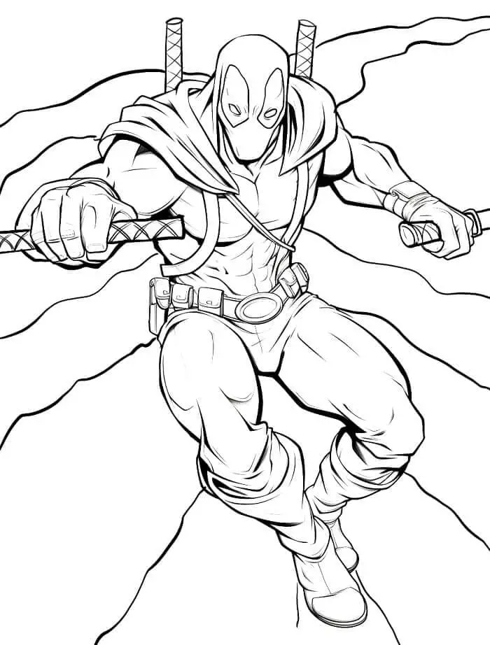 Fise de Colorat cu Deadpool Gratuite