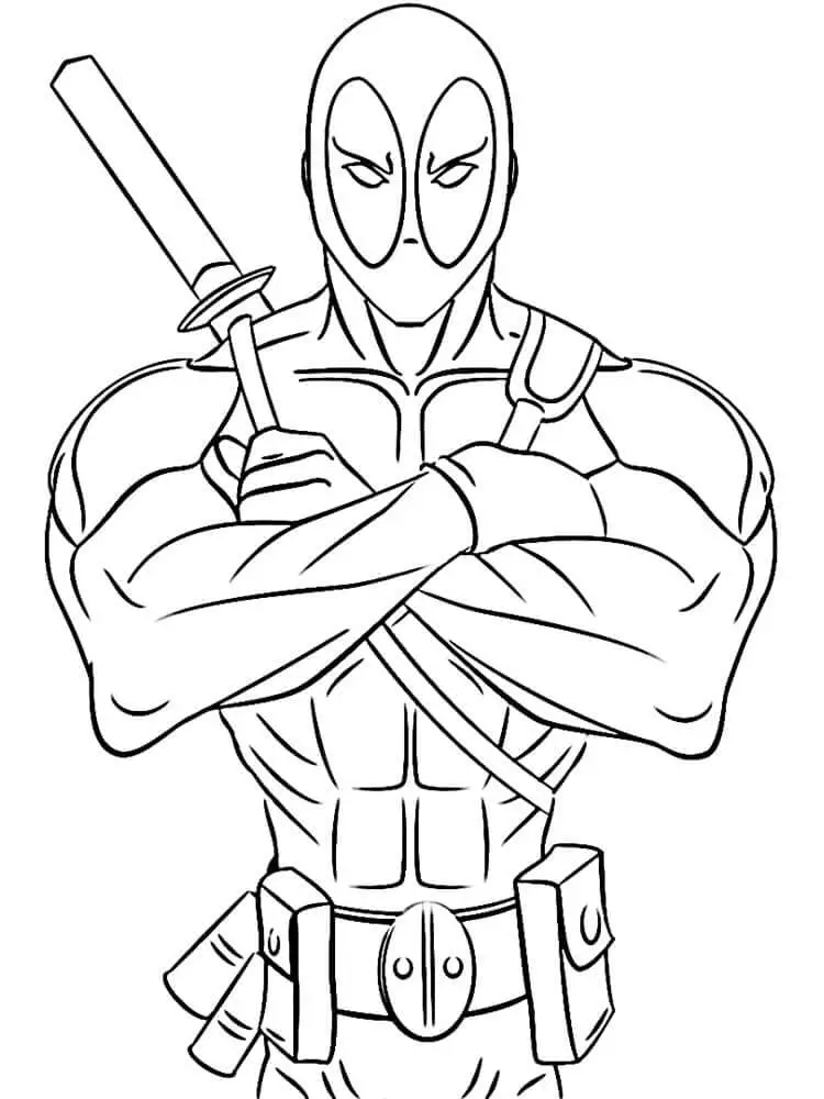 Fise de Colorat cu Deadpool Supereroul Marvel