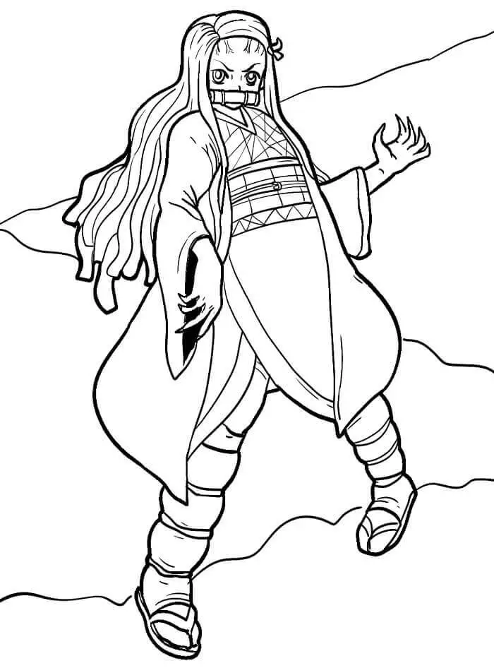 Fise de colorat cu Demon Slayer Nezuko