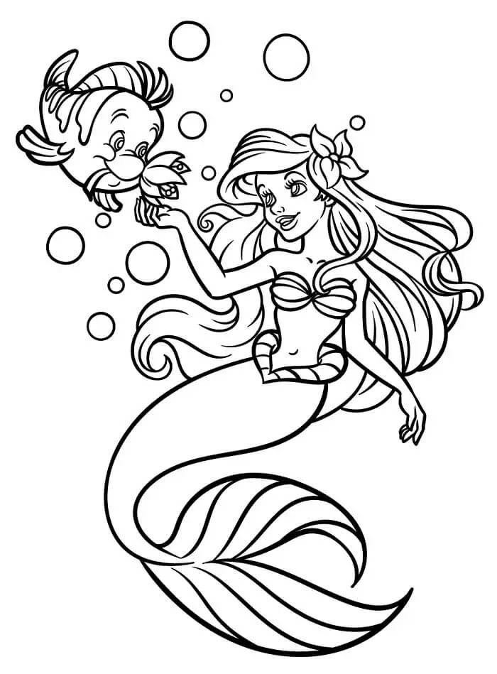 Fise de colorat cu Disney Mica Sirena