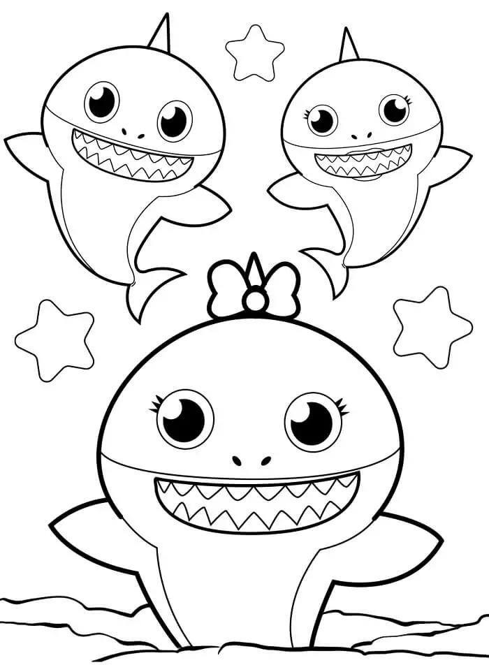 Fise de colorat cu Imprimabile Baby Shark pentru copii