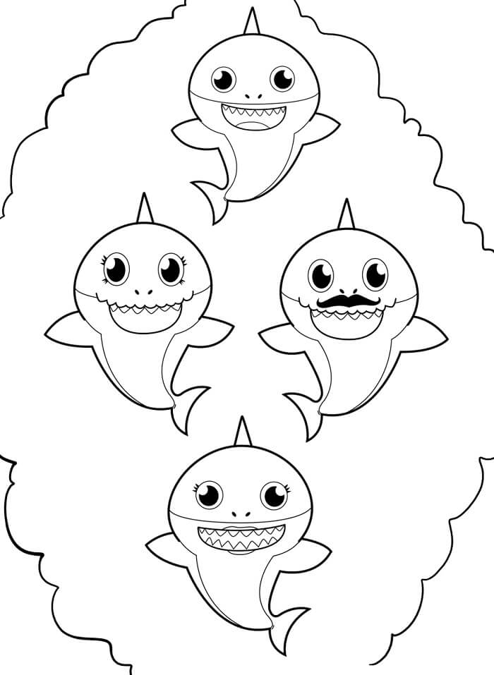 Fise de colorat cu Imprimabile Gratuite Baby Shark pentru copii