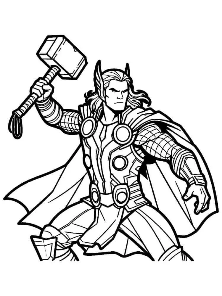 Fise de colorat cu Marvel Thor
