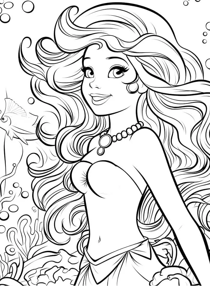 Fise de colorat cu Mica Sirena Disney