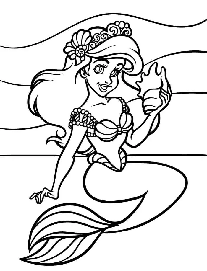 Fise de colorat cu Mica Sirena Pentru Copii