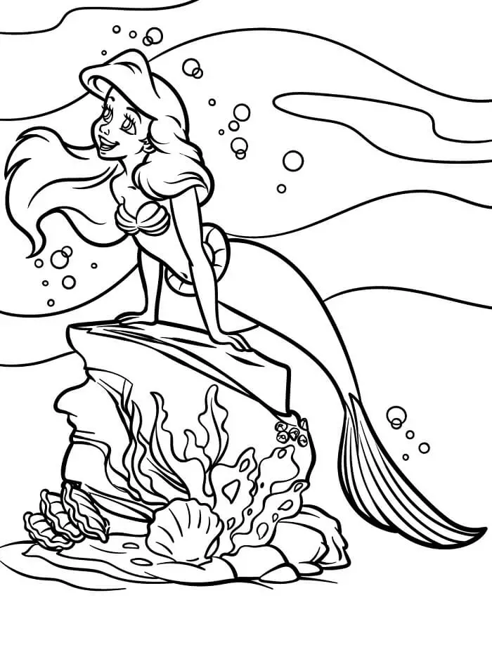 Fise de colorat cu Mica Sirena adorabilă