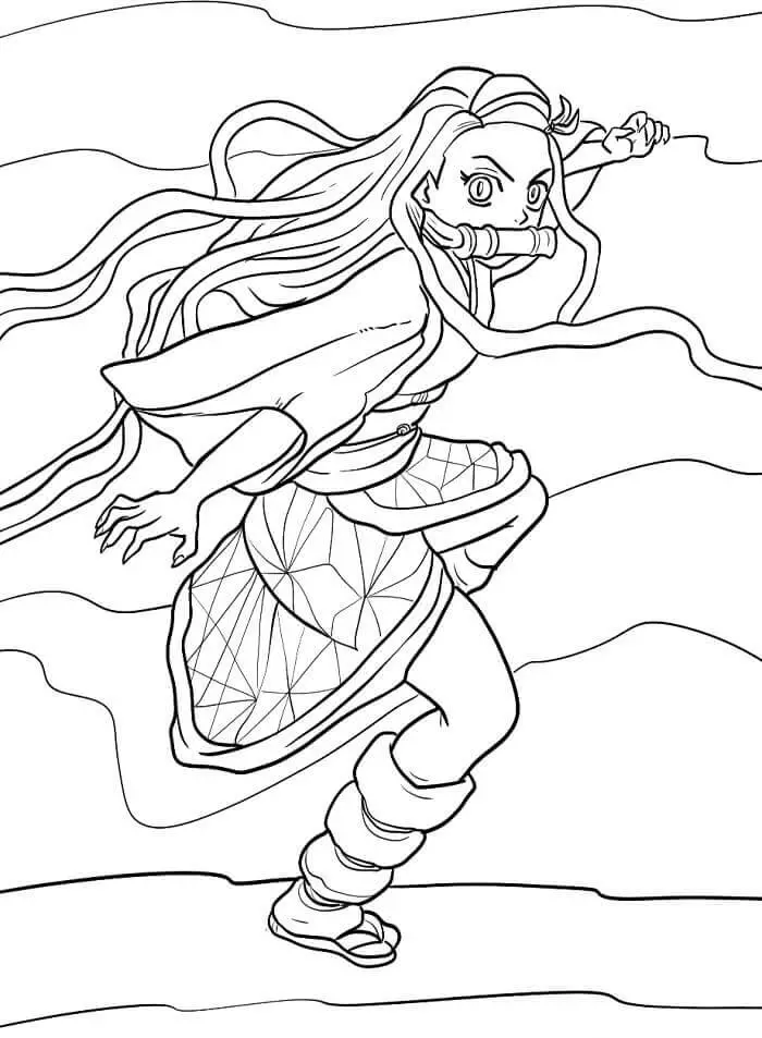 Fise de colorat cu Nezuko Anime Demon Slayer