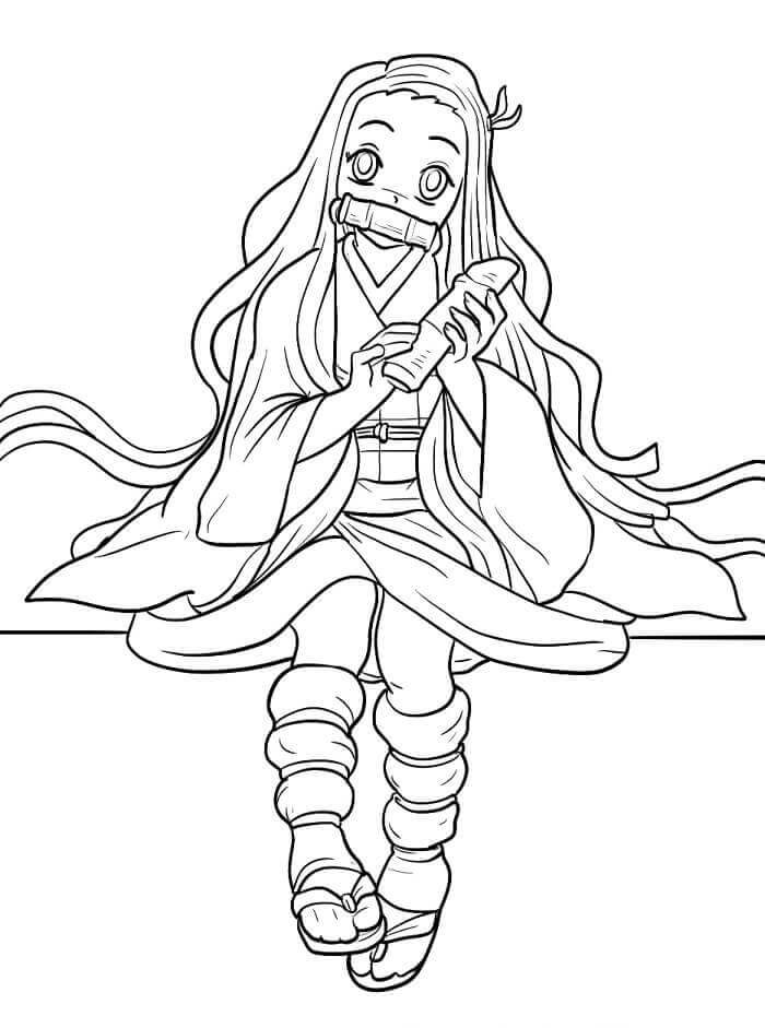 Fise de colorat cu Nezuko Anime