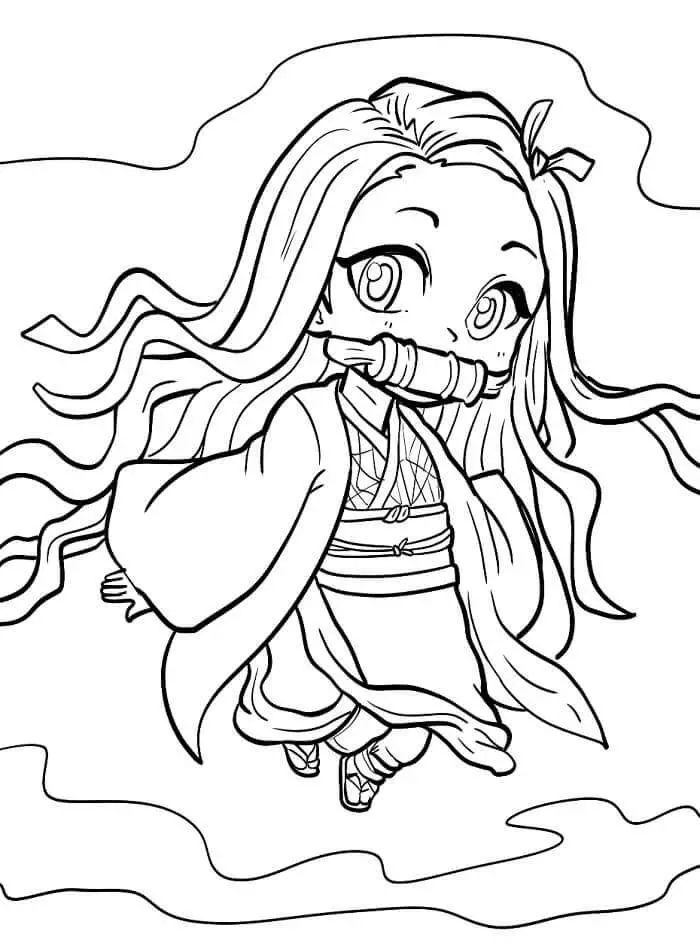 Fise de colorat cu Nezuko Demon Slayer