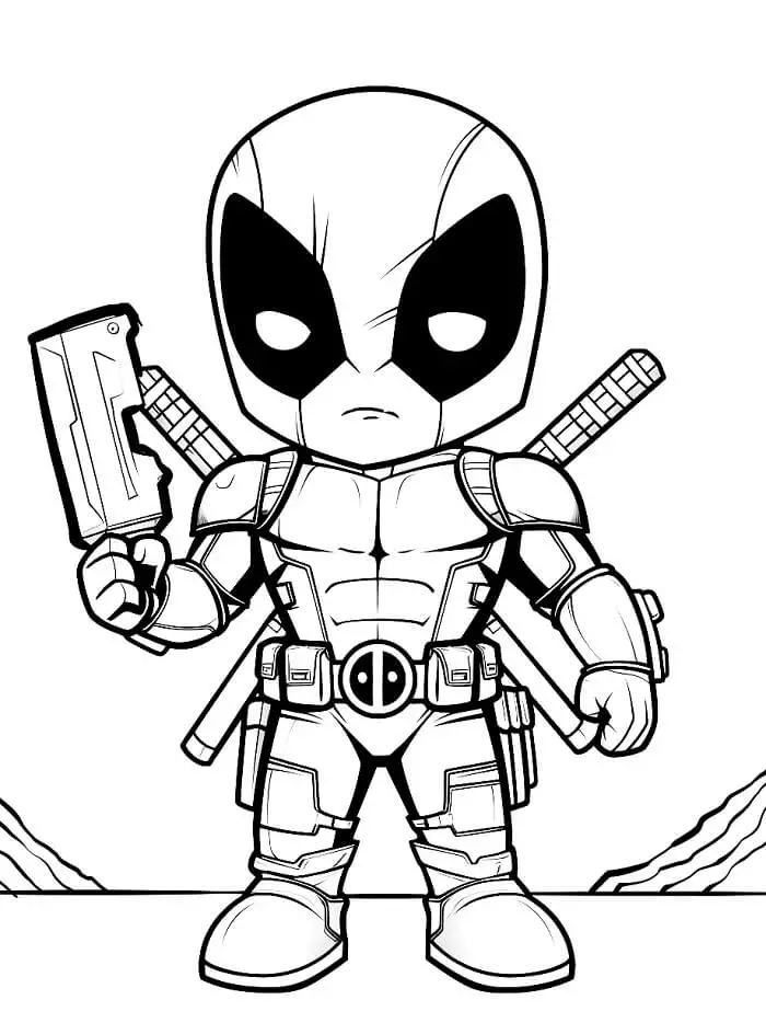 Fise de Colorat cu Supereroul Deadpool