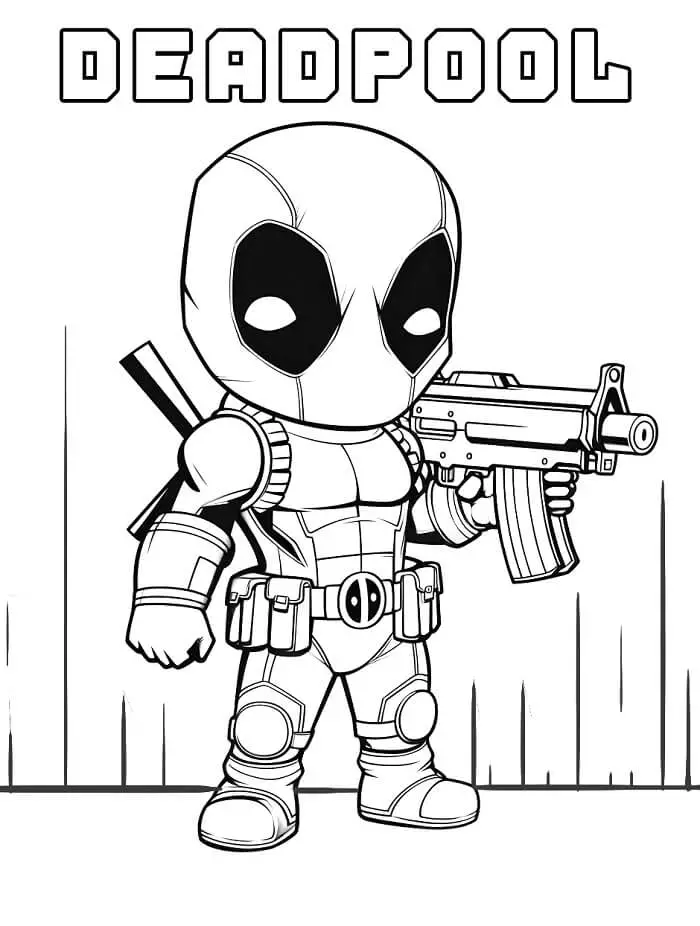 Fise de Colorat cu Supereroul Marvel Deadpool