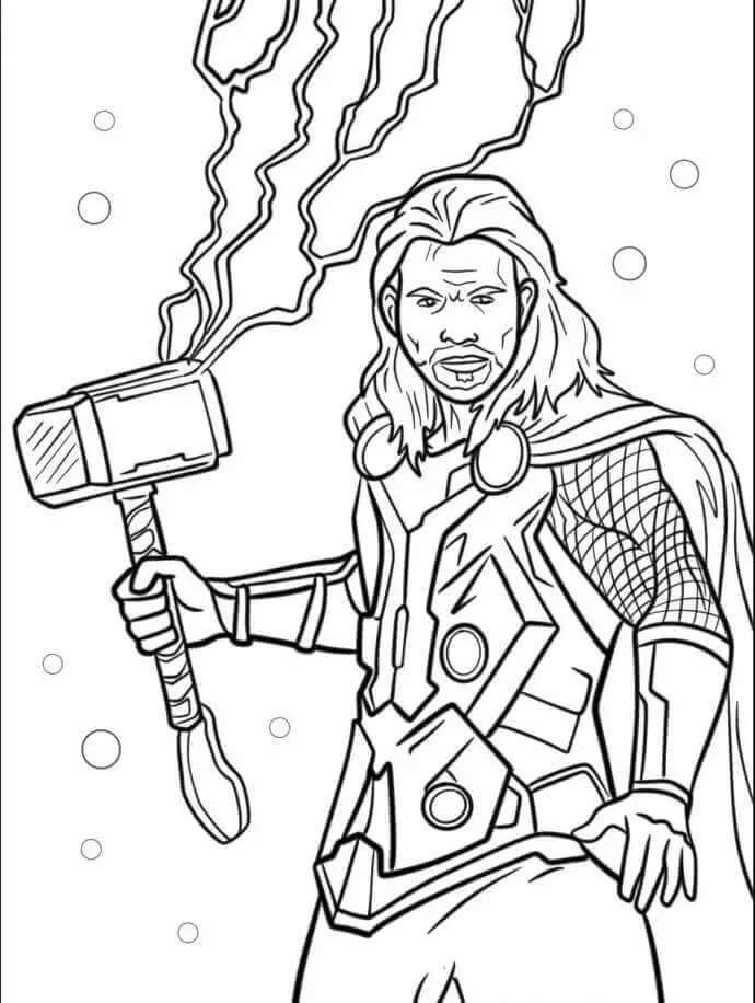 Fise de colorat cu Supereroul Marvel Thor