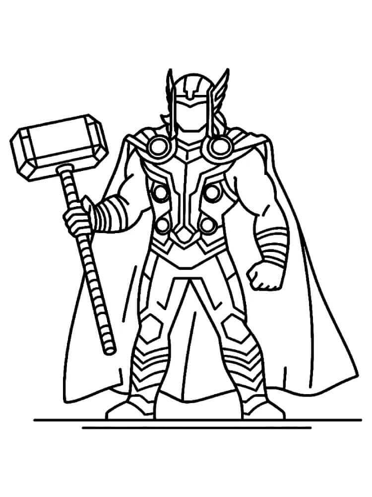 Fise de colorat cu Thor Marvel