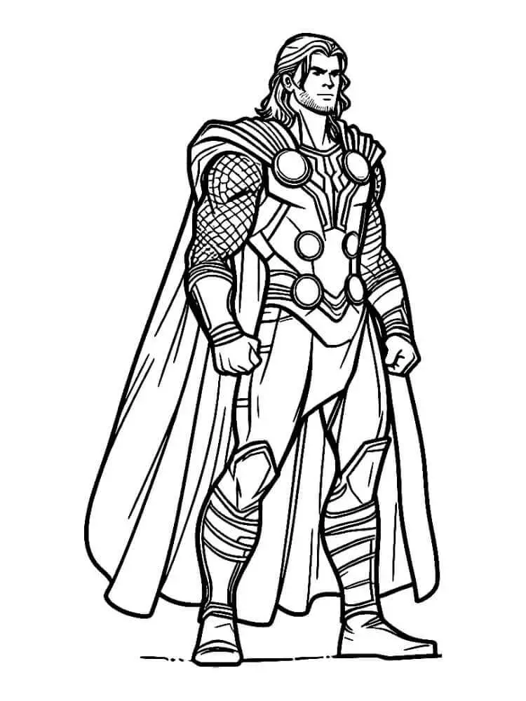 Fise de colorat cu Thor Supereroul Marvel