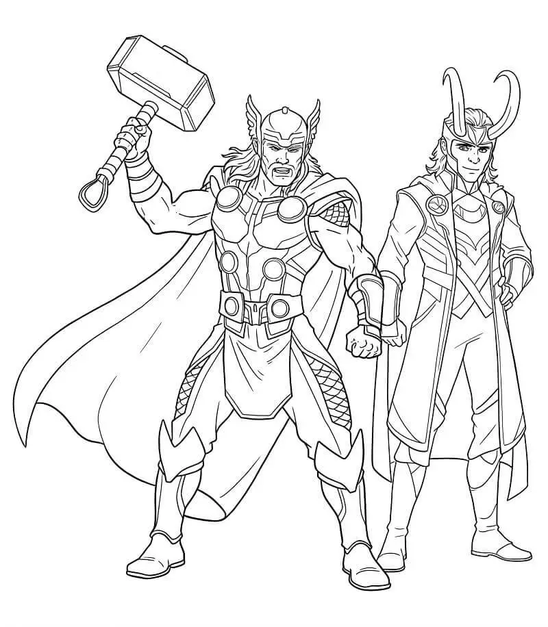 Fise de colorat cu Thor Supereroul