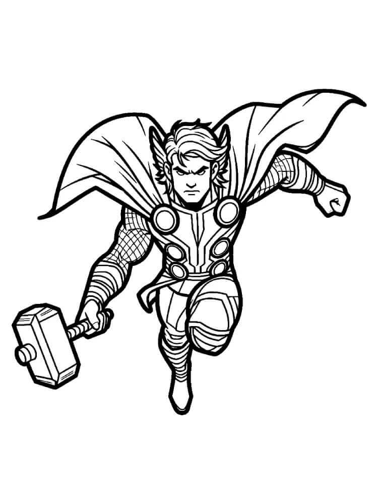 Fise de colorat cu Thor extraordinar