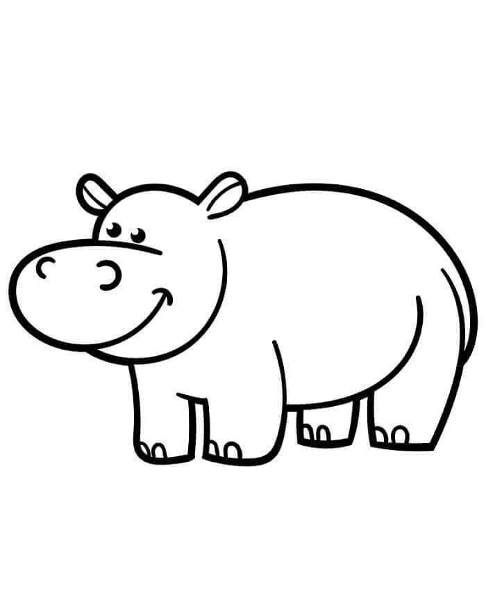Fise de Colorat cu Animal hipopotam