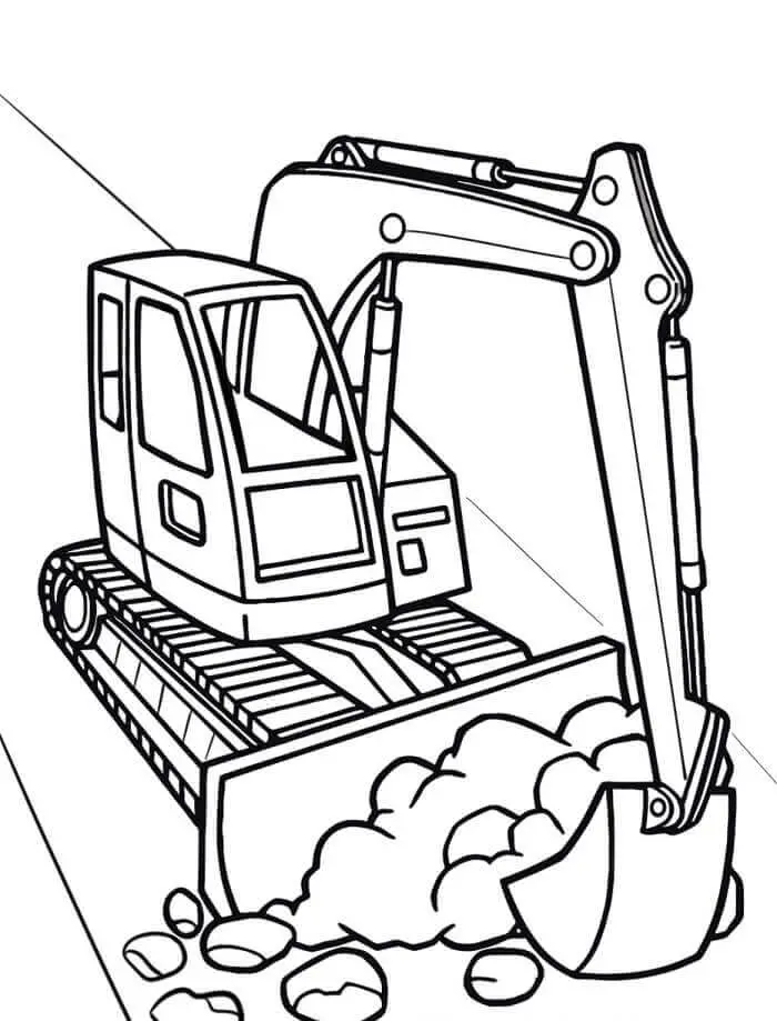 Fise de Colorat cu Excavator Imprimabile Gratuite Pentru Copii