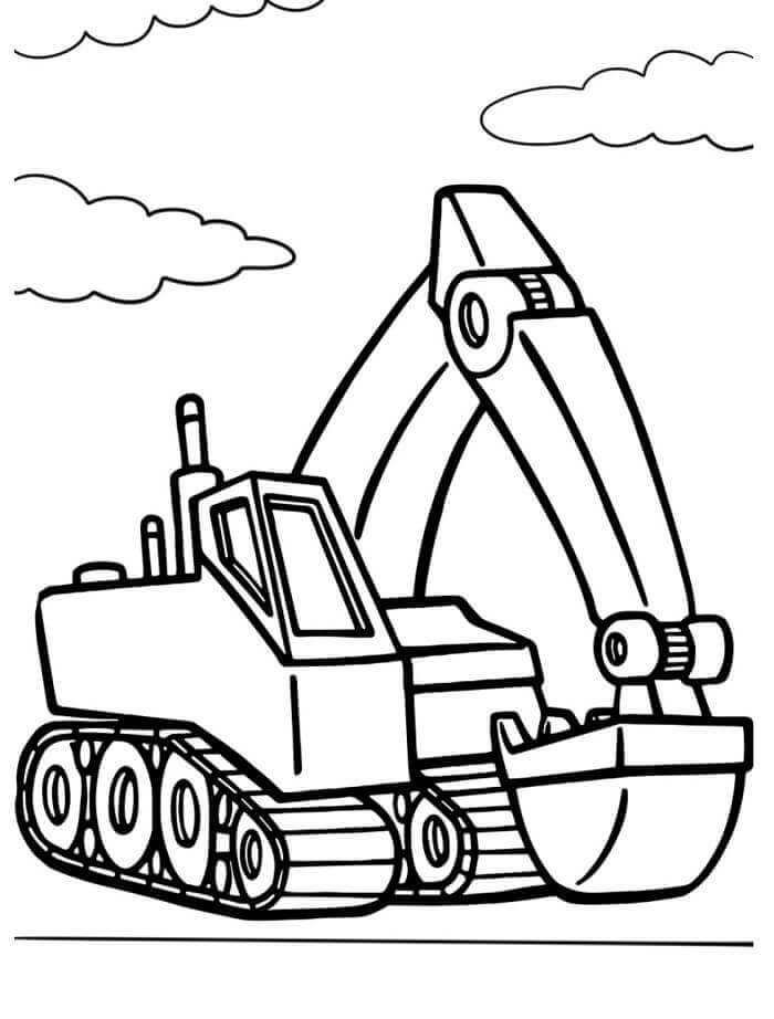 Fise de Colorat cu Excavator Imprimabile Pentru Copii