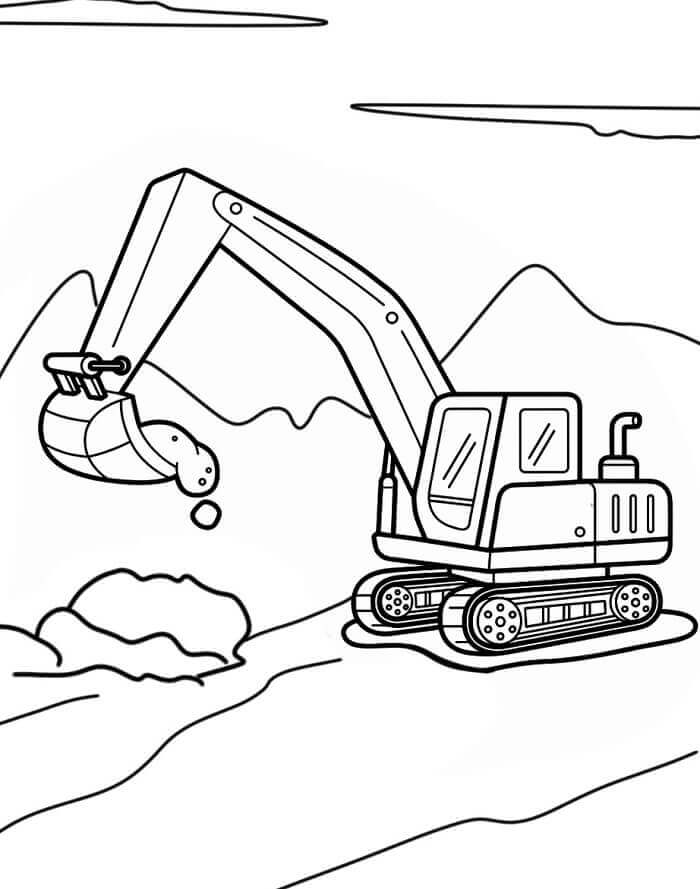 Fise de Colorat cu Excavator Pentru Copii