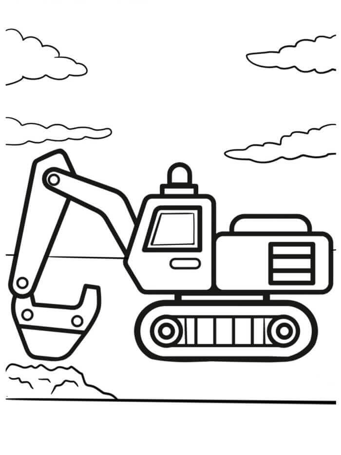 Fise de Colorat cu Excavator simplu