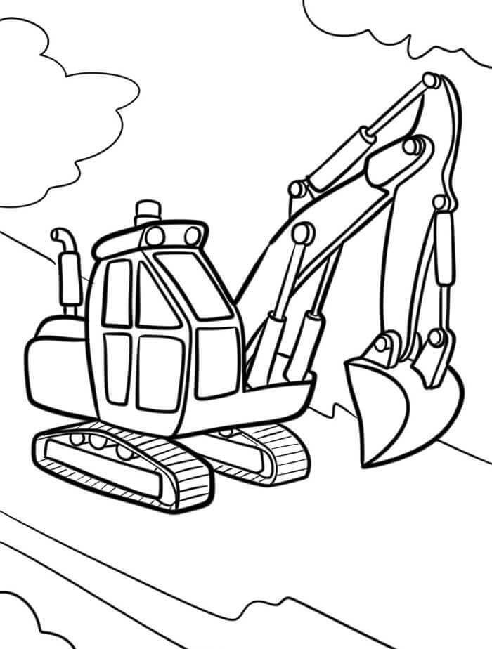 Fise de Colorat cu Imprimabile Excavator Pentru Copii