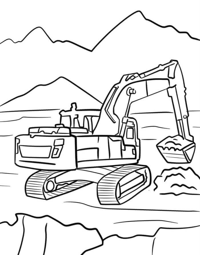 Fise de Colorat cu Imprimabile Gratuite Excavator Pentru Copii