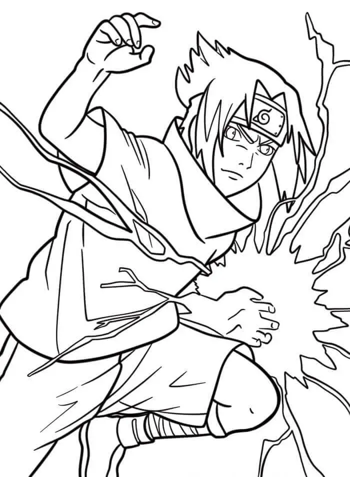 Fise de colorat cu Uchiha Sasuke
