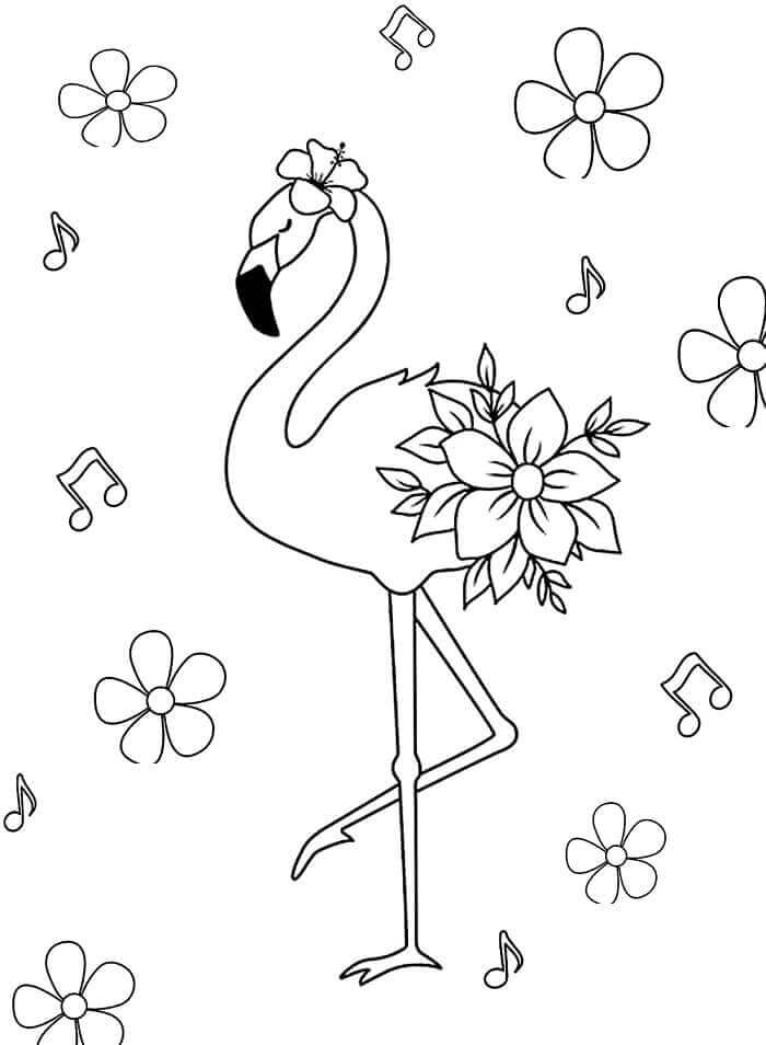 Fise de Colorat cu Flamingo drăguț
