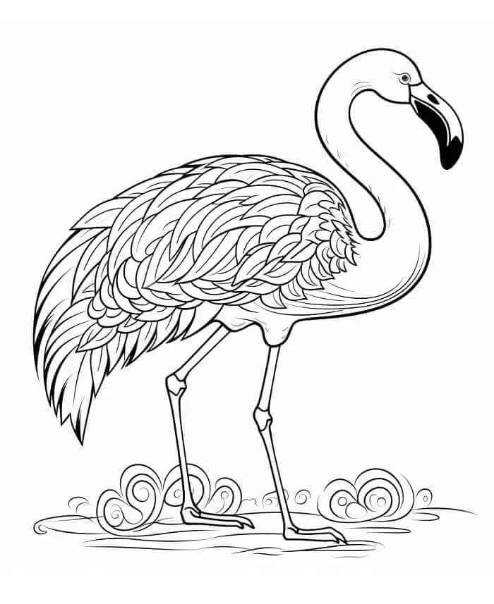 Fise de Colorat cu Flamingo frumos