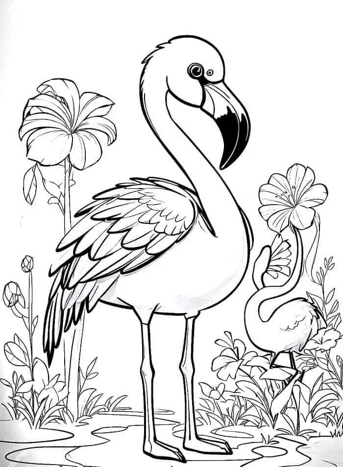 Fise de Colorat cu Flamingo uimitor