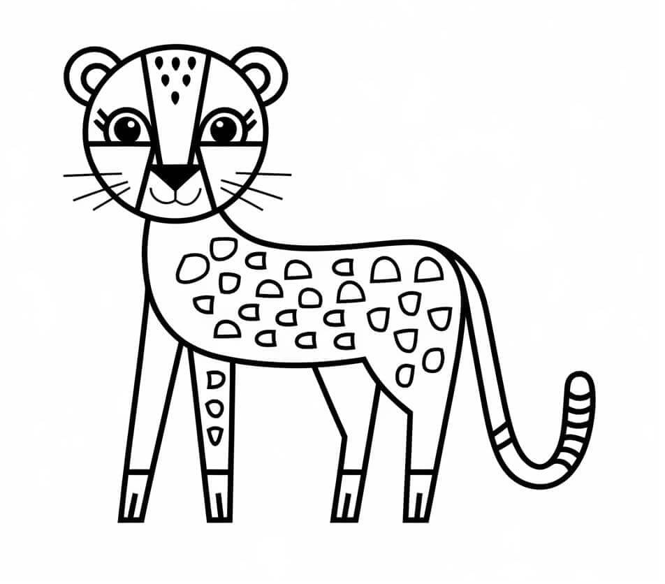 Fise de Colorat cu Ghepard Imprimabile Pentru Copii