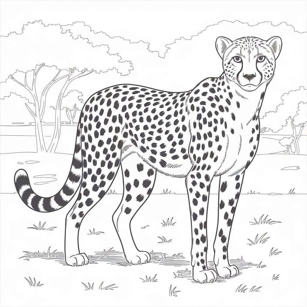 Fise de Colorat cu Ghepard Pentru Copii