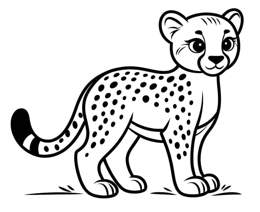 Fise de Colorat cu Ghepard de desene animate
