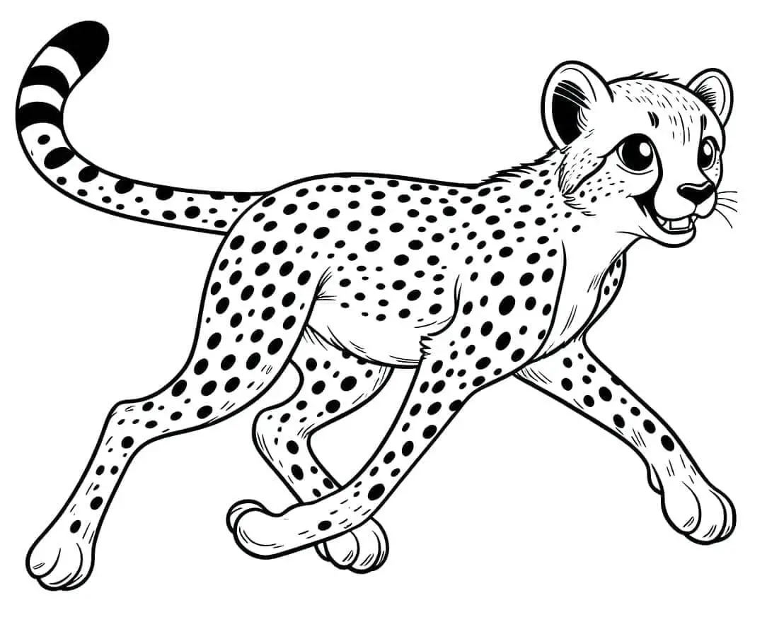Fise de Colorat cu Ghepard fericit