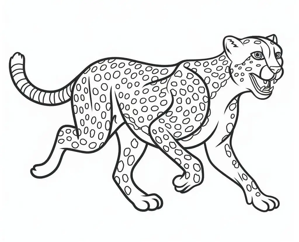 Fise de Colorat cu Ghepard realist
