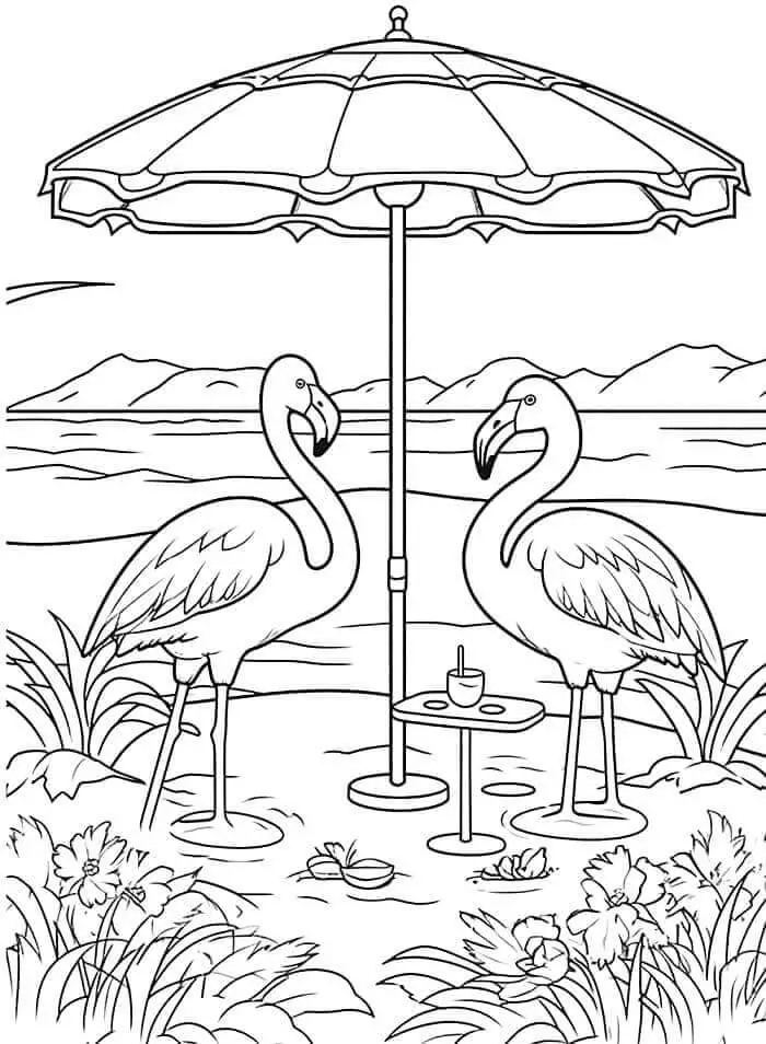 Fise de Colorat cu Imprimabile Flamingo