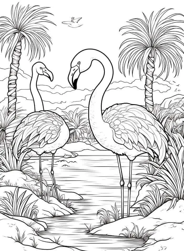 Fise de Colorat cu Imprimabile Gratuite Flamingo