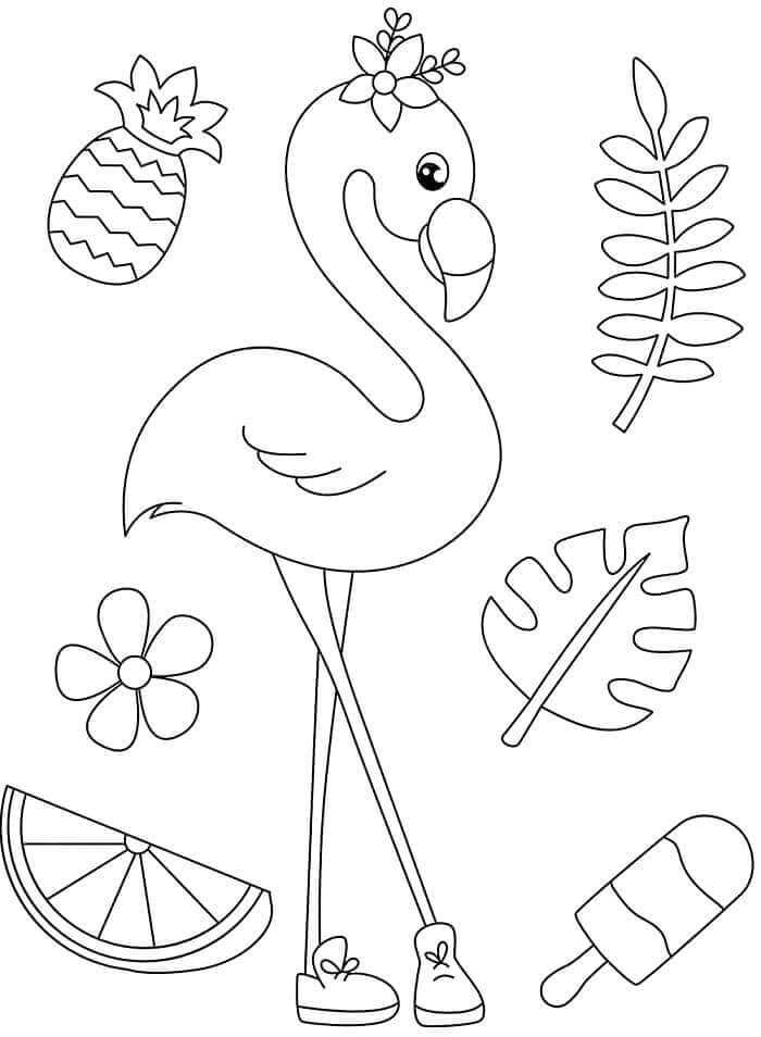 Fise de Colorat cu Un flamingo foarte drăguț