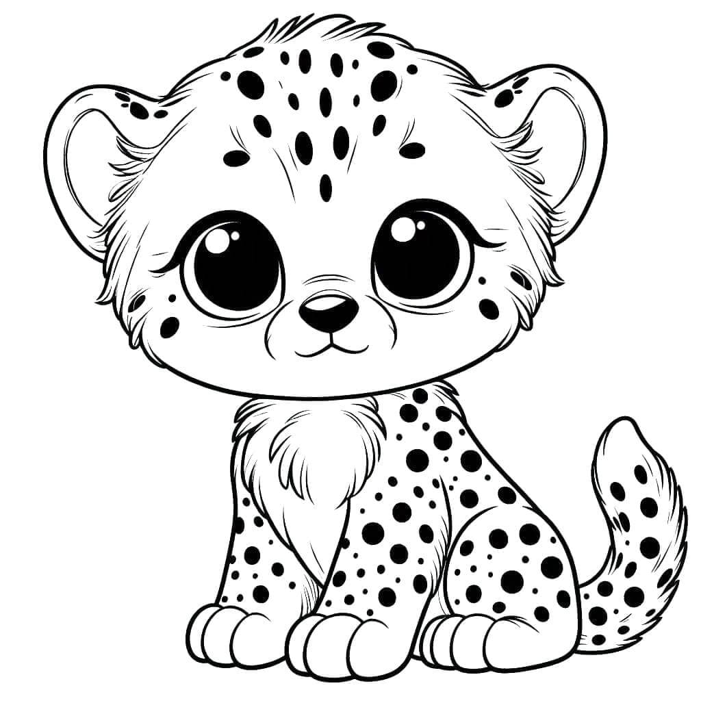 Fise de Colorat cu Un ghepard drăguț