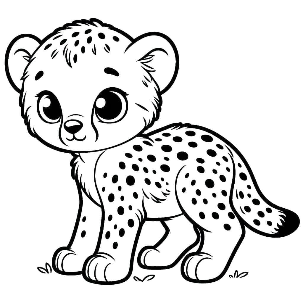 Fise de Colorat cu Un ghepard foarte drăguț