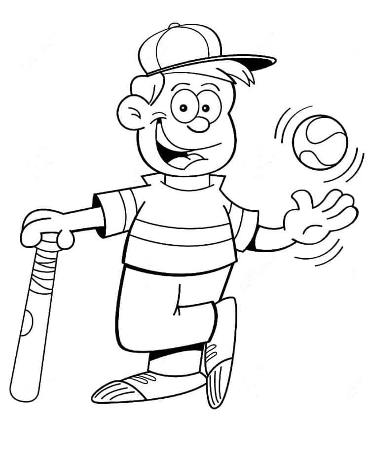Fise de Colorat cu Un jucător de baseball