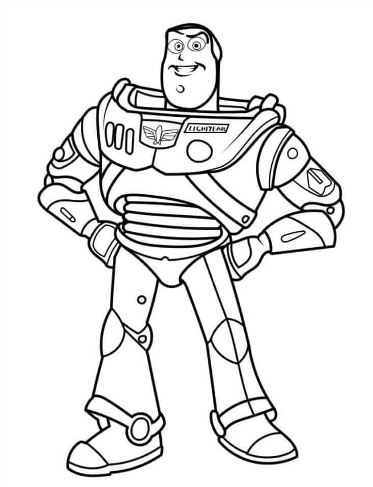 Fise de Colorat cu Buzz Lightyear fericit