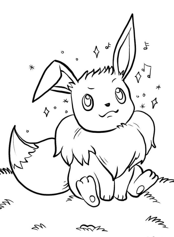 Fise de Colorat cu Eevee fericit