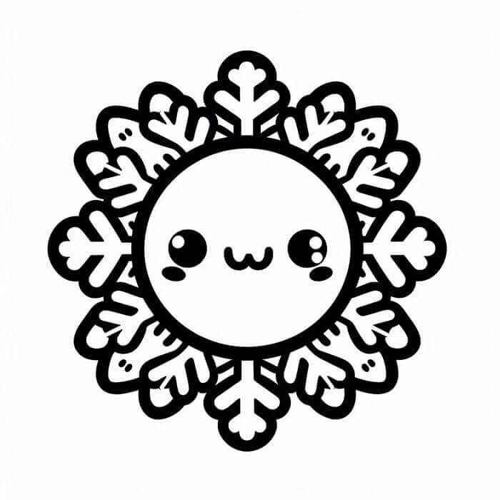 Fise de Colorat cu Kawaii Fulg de Nea