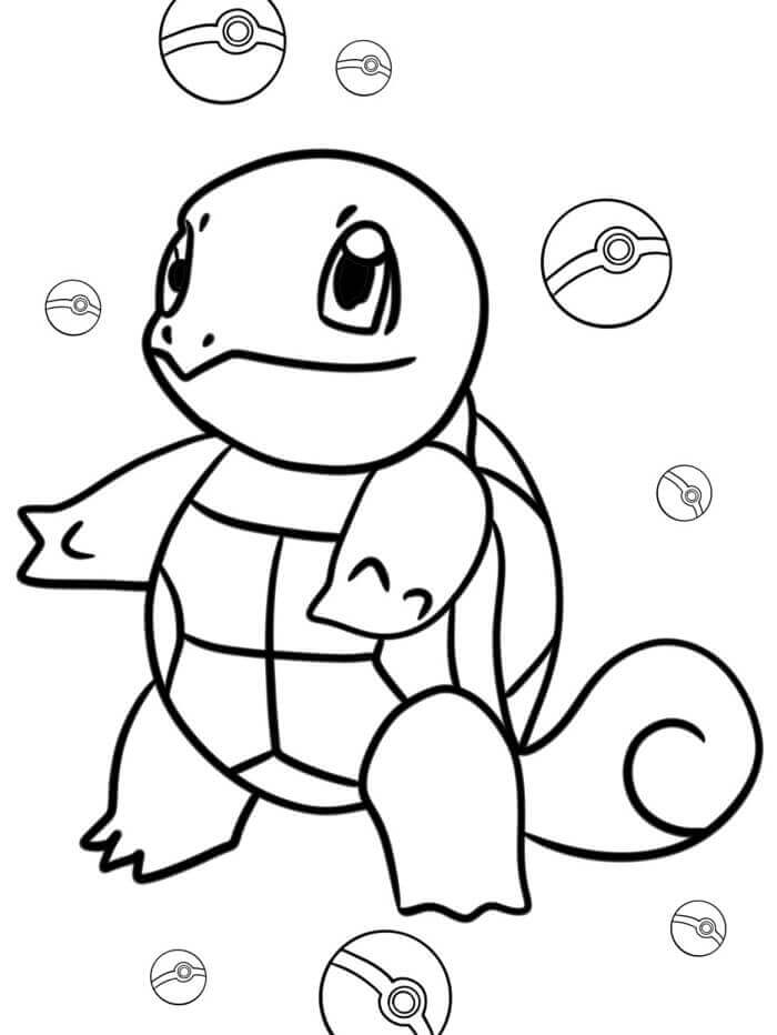 Fise de Colorat cu Squirtle Fericit