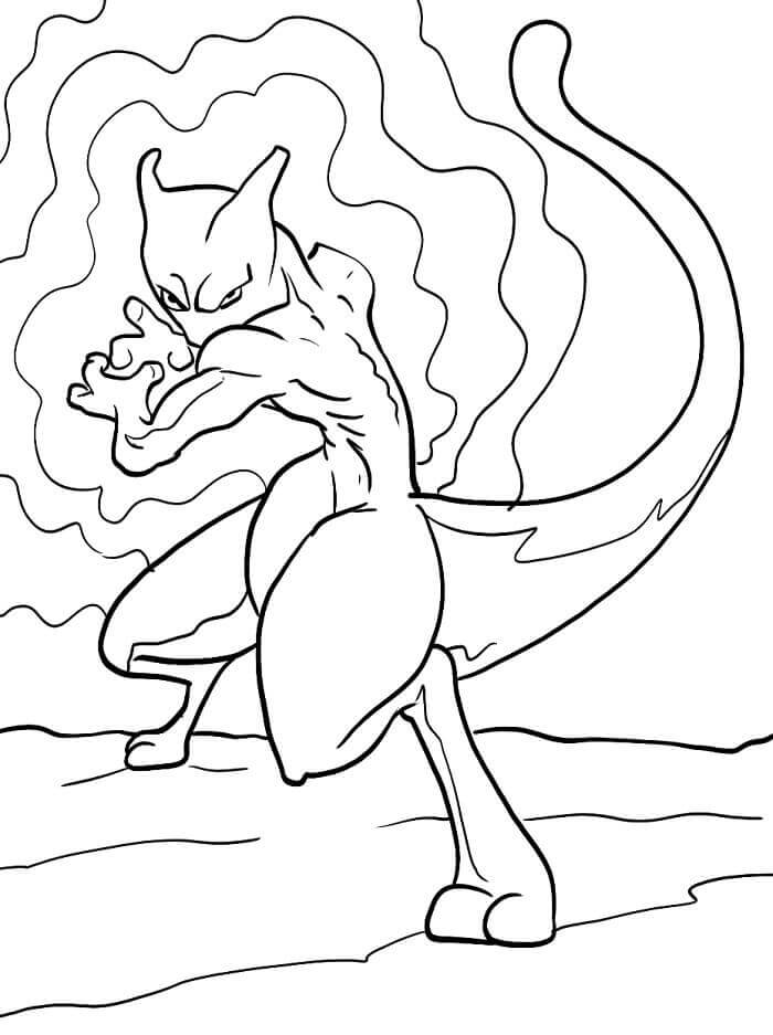 Fise de colorat cu Gratuite Mewtwo Pentru Copii
