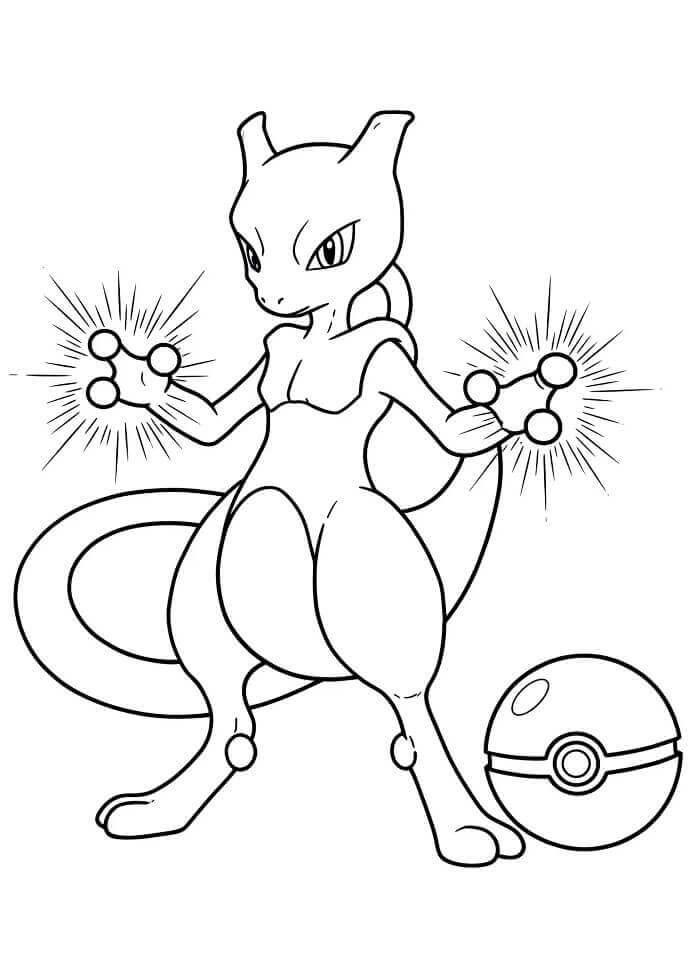 Planse de colorat cu Mewtwo Pokemon