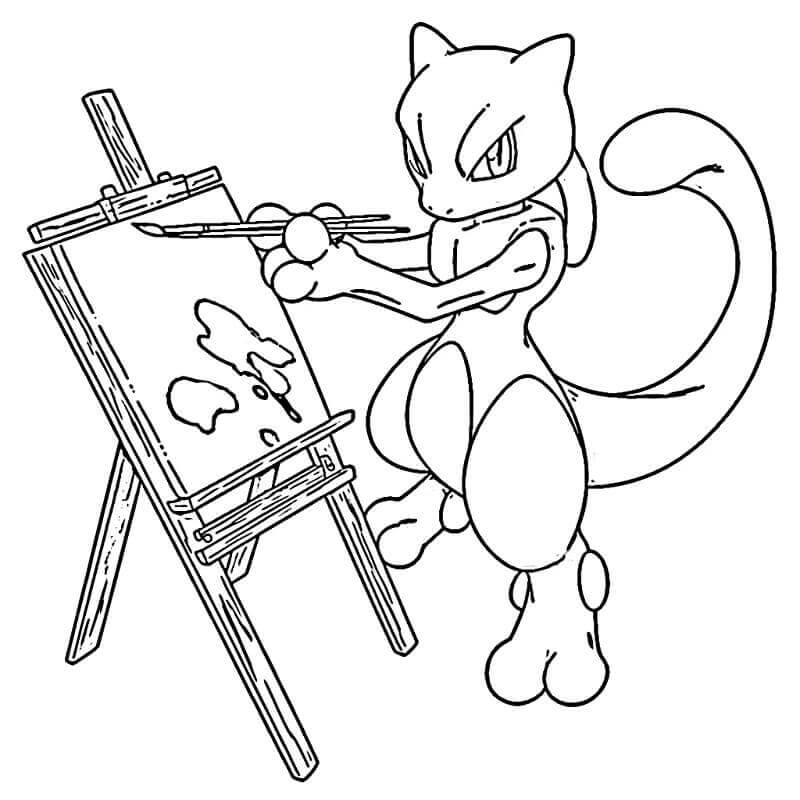 Fise de colorat cu Mewtwo Imprimabile Gratuite